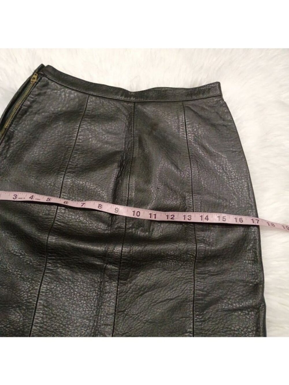 Pour Le Sport Size 6 Vintage Boho Black Pebbled Leather Midi Skirt - Picture 10 of 11